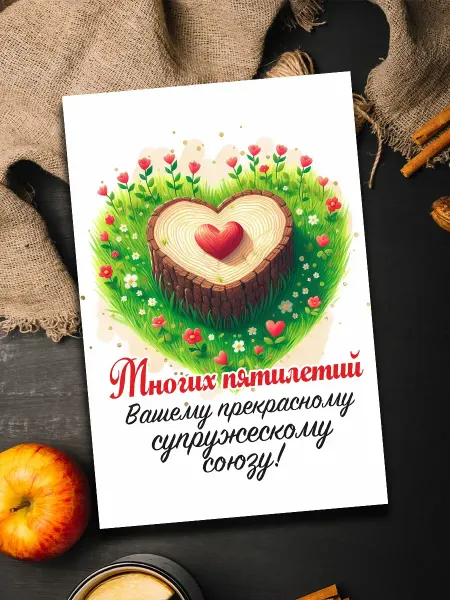 Podarkoz Магнит с годовщиной свадьбы 5 лет