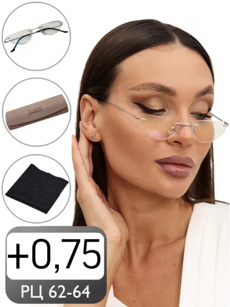 ZAONE Очки для зрения +0.75 корригирующие титановая оправа