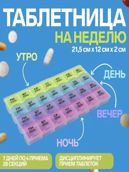 Таблетница на неделю ( утро день вечер ночь)