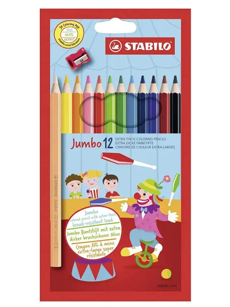 STABILO Карандаши цветные утолщенные 12 цв + точилка коробка-пенал