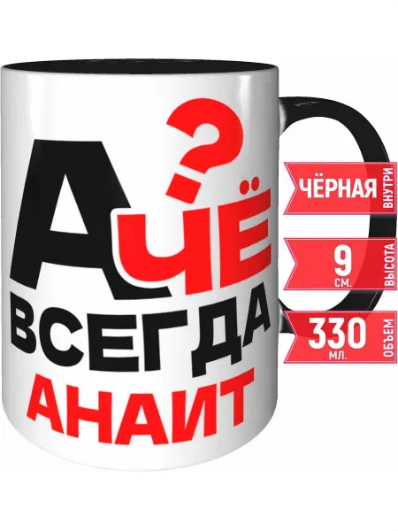 Grand cadeaux Кружка А чё всегда Анаит - чёрная внутри и ручка