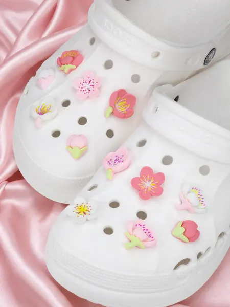 Jibba 12 штук джибитсы на crocs розовые цветы