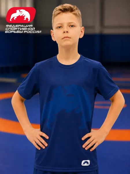 WRESTRUS Синяя футболка спортивная для тренировок для детей wrestling