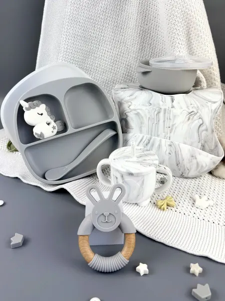 BABY WOODS Набор детской силиконовой посуды для кормления
