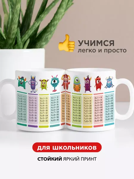 Made4U Кружка с таблицей умножения подарок школьнику на 1 сентября