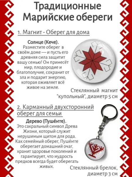 Комплект марийских оберегов магнит и брелок