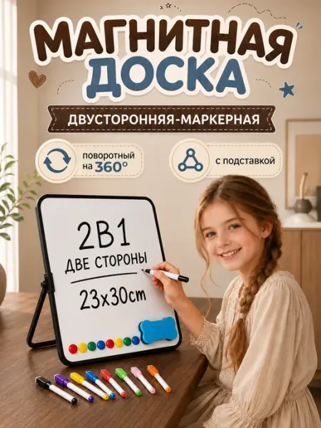 JORIXLAND Доска магнитно-маркерная настольная для рисования 23×30 см