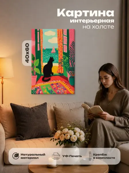 Розовый Гусь Прикольная картина интерьерная на стену 40х60 Кот Pinterest