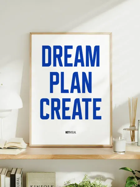 Мотивационный постер с надписью "Dream Plan Create"