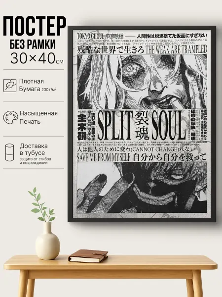 Постер Tokyo Ghoul по аниме "Токийский гуль", (30x40см)