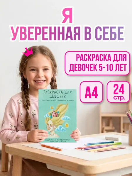 Rabbits and books Раскраска для девочек 5-10 лет Подарок девочке