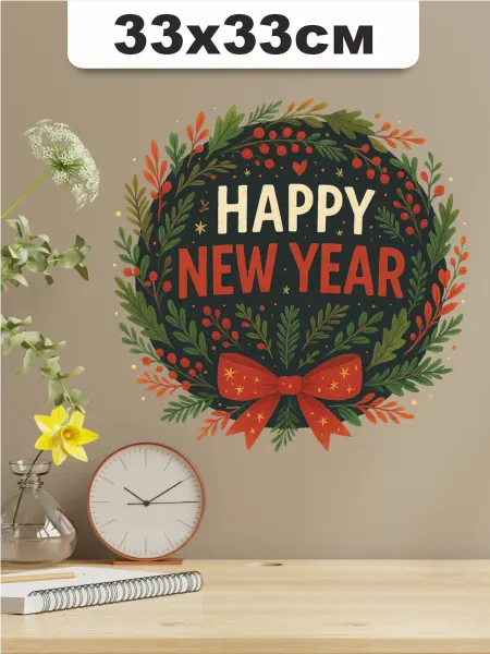 Российская Фабрика Виниловых Наклеек Наклейка на стену Новогодняя happy new year