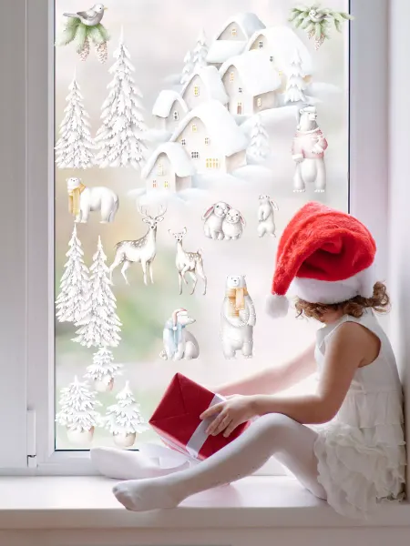 Baby Kingdom Room Наклейки на окна новогодние