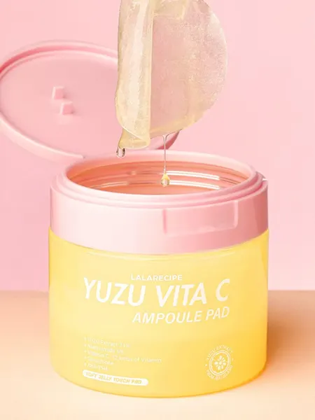 LALARECIPE Yuzu Vita C Toner Pad 80 шт — витамин C, ниацинамид 5%, AHA/PHA, сияние