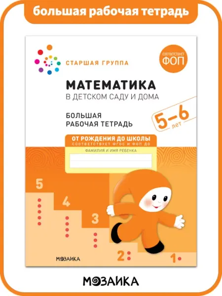 ОТ РОЖДЕНИЯ ДО ШКОЛЫ Большая рабочая тетрадь для детей математика 5+