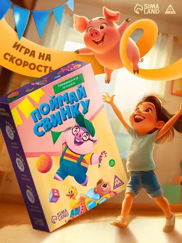Настольные игры для детей / Дуббль, Поймай свинку/ Игры на скорость, 5+