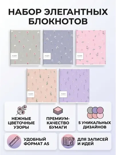 Комплект тетрадей ФЕНИКС+ 48 л, клетка, 5 шт, Мильфлёр А5+