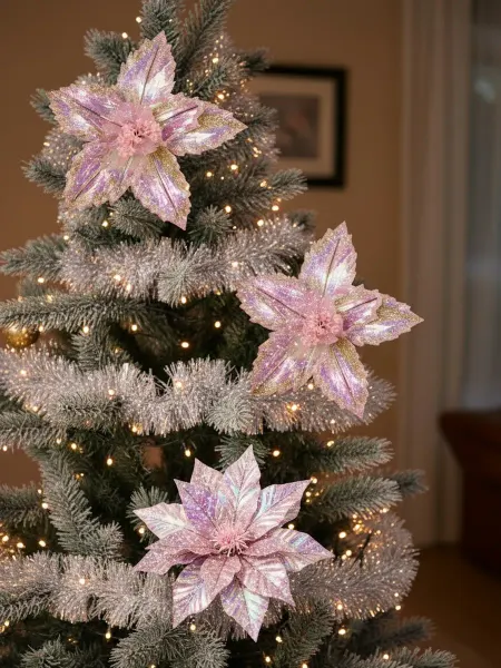 MERRY GREEN Цветок искусственный декоративный новогодний, НАБОР 3шт