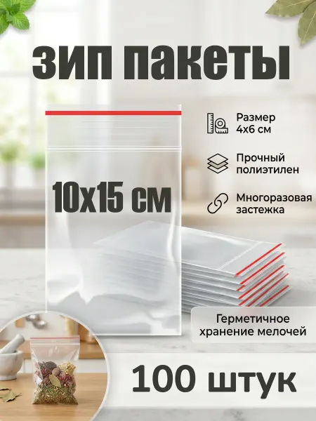 WorldUpakRus Зип пакеты для заморозки с застежкой 10х15 см