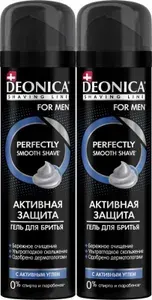 DEONICA Гель для бритья Активная защита с черным углём 200 мл 2шт