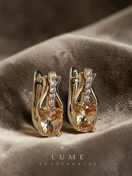 LUME ACCESSORIES золотистые серьги позолота бижутерия с кристаллами