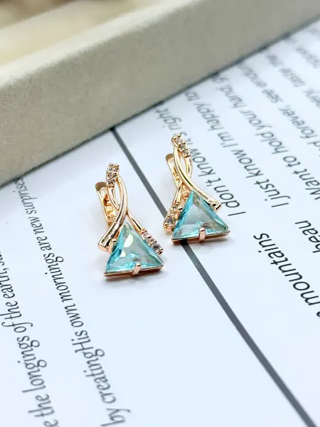 Серьги бижутерия с голубым камнем