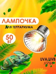 Лампа для рептилий греющая, лампа обогрева для рептилий, черепах, 50Вт