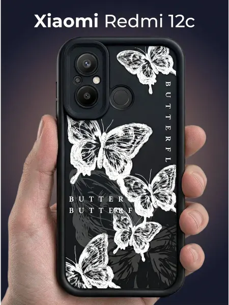 URBAZZA Чехол на Xiaomi Redmi 12c с бортиками и рисунком
