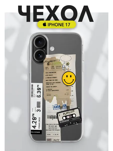 Chehooli Чехол на iPhone 17 Прозрачный Принт Стикеры коллаж