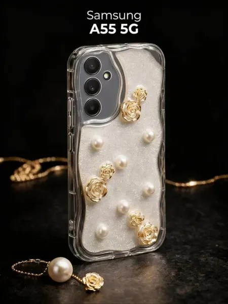 РИНОФОН Чехол с розами и жемчугом на Samsung Galaxy A55 5G