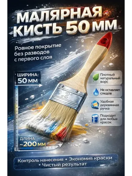 Ас3495 Малярная кисть 50 мм для покраски стен и ремонта