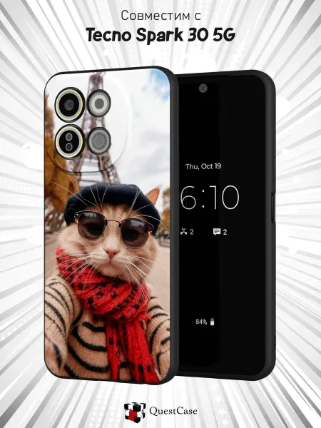 QuestCase Чехол на Tecno Spark 30 5G с принтом Котик