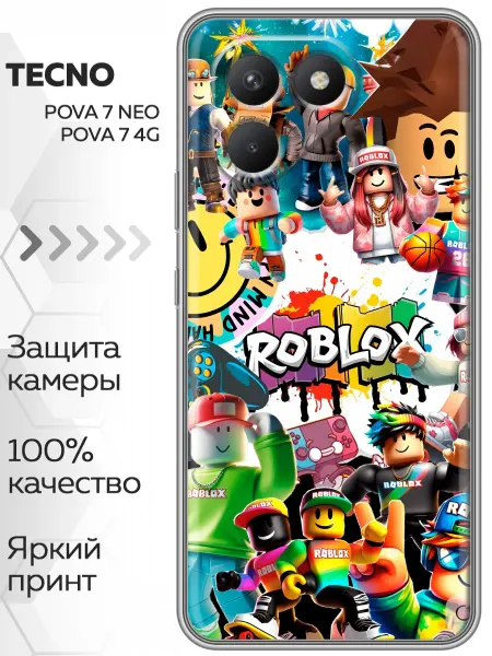 Marketclub Чехол на Tecno Pova 7 Neo Roblox Роблокс