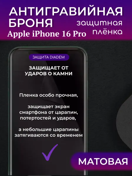 Diadem Защитная антигравийная пленка на экран iPhone 16 PRO