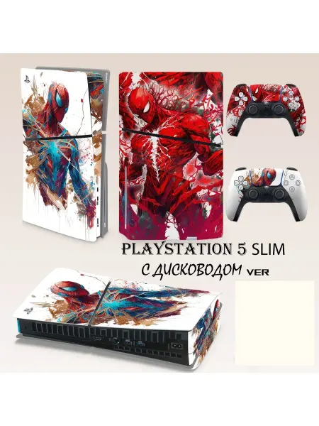 Spider man Наклейка для приставки PlayStation 5 SLIM Blu-Ray Edition