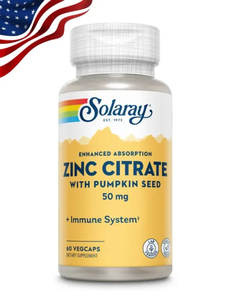 Цинк цитрат Solaray Zinc Citrate, 50 мг, 60 капсул