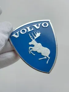 Эмблема Volvo с лосем 60/50 мм синяя, значок Вольво (1 шт.)