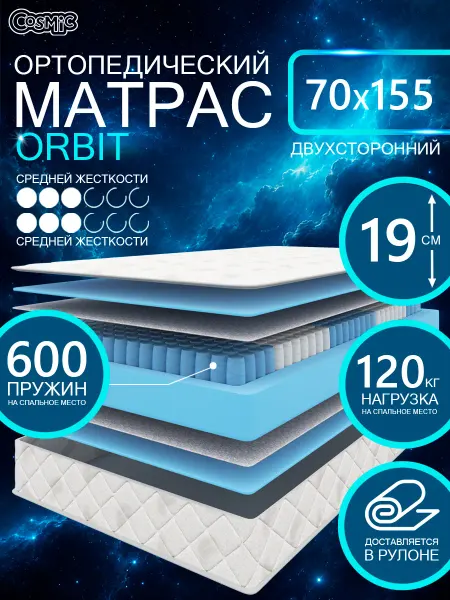 Cosmic Матрас 70х155 Орбит пружинный на кровать ортопедический