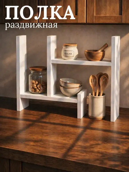 DIAL STORE Полка настольная раздвижная белая