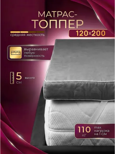 Текстильная Академия Матрас топпер 120х200 беспружинный поролоновый