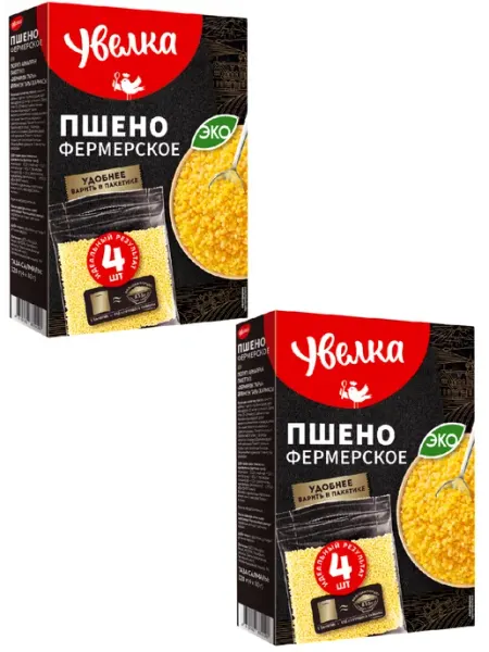 Увелка Крупа Пшено фермерское, 4 пакетика, 320 г, 2 уп