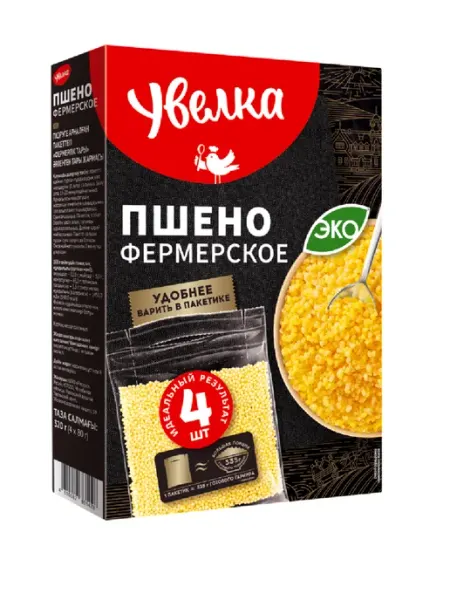 Увелка Крупа Пшено фермерское, 4 пакетика, 320 г