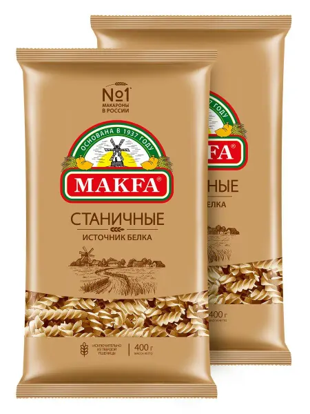 Makfa Макароны спирали "Станичные", 2 шт. по 400 г