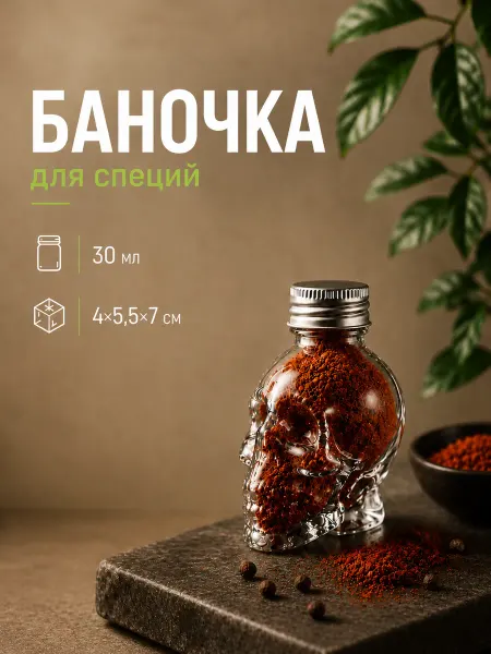 SKYPHOS Банка для специй стеклянная с крышкой 30 мл