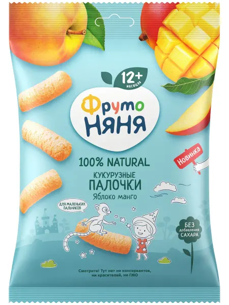 Палочки кукурузные ФрутоНяня яблоко манго с 12 мес, 20 г