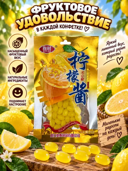 Jelly Belly Жевательные драже бобы со вкусом Лимона, 10шт по 35гр