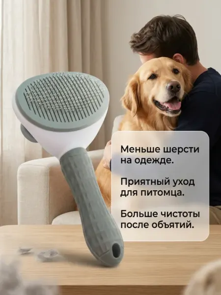 Пуходёрка для кошек и собак с кнопкой самоочистки
