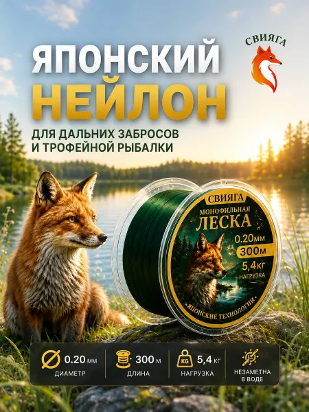 Свияга Леска рыболовная 0,20 мм