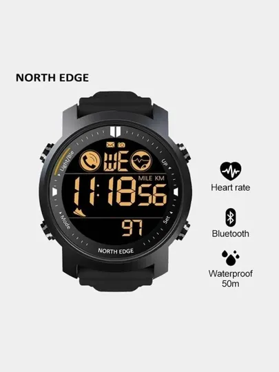 Смарт-часы NORTH EDGE водонепроницаемые 50 м Android IOS LANCCIRCLE с шагомером