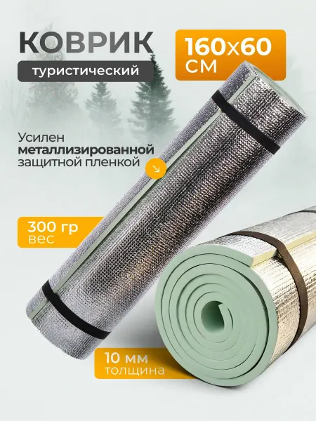 Прайм Коврик туристический 160х60х1 см, фольгированный